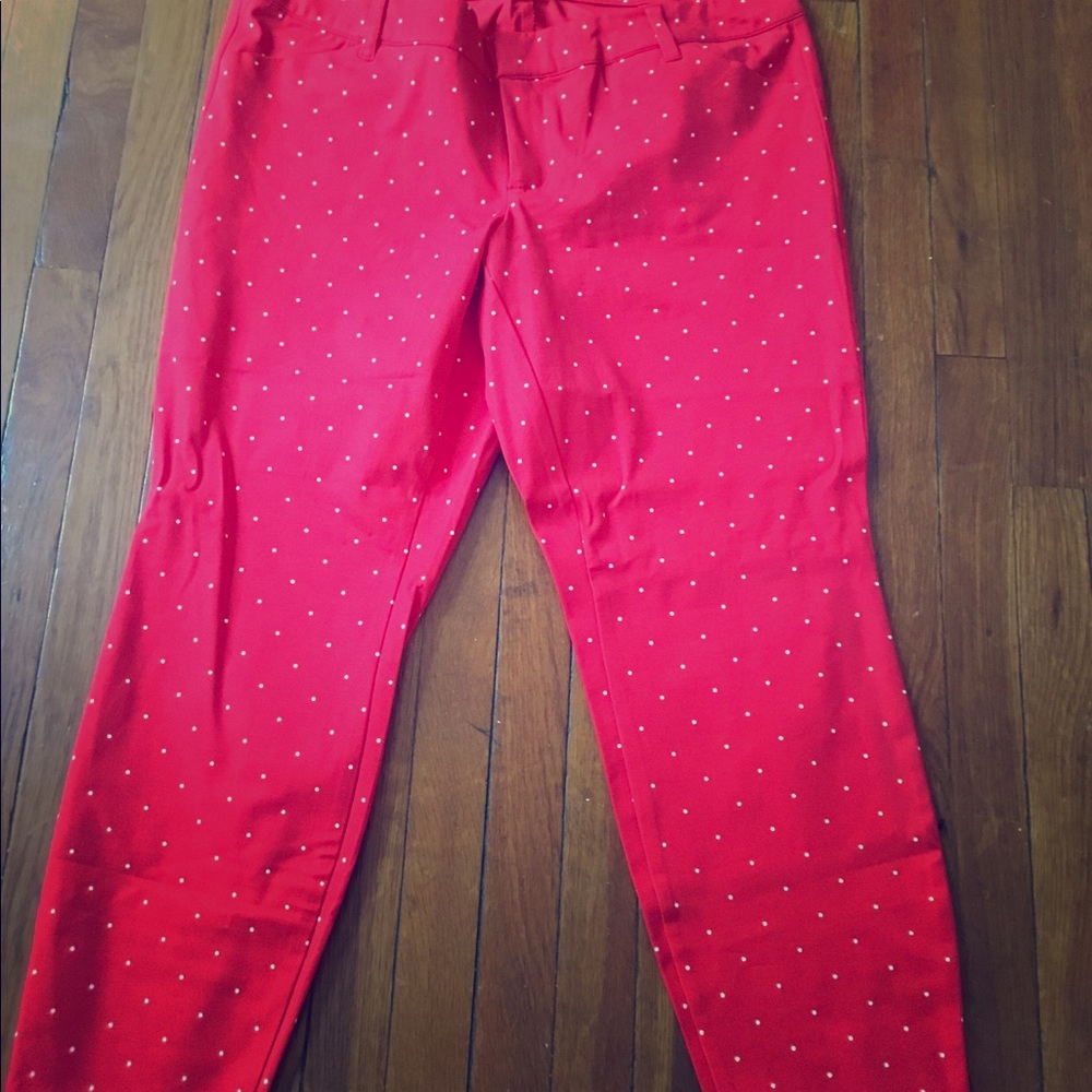 Old Navy Red Poker Dot slacks